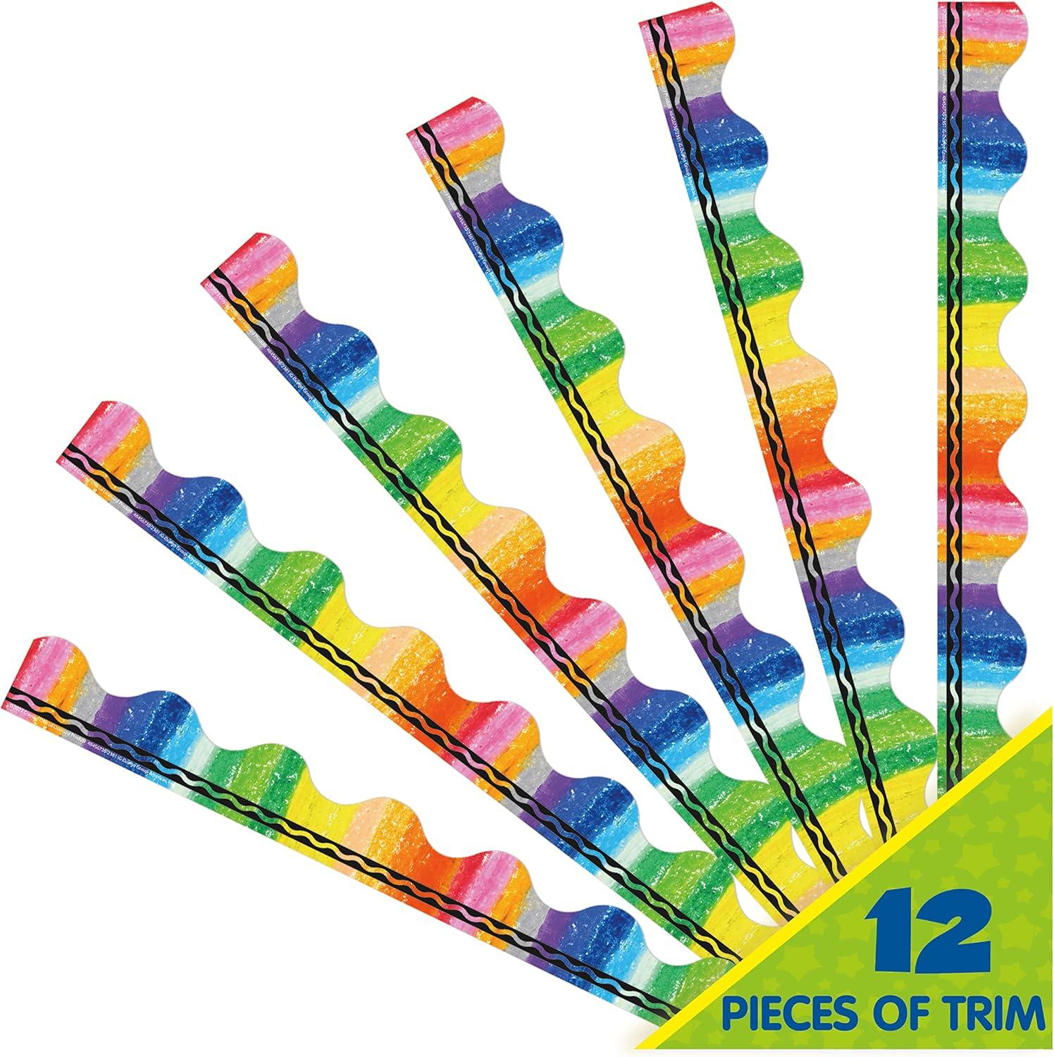 Eureka Crayola Rainbow Decorative Classroom and Bulletin Board Trim for Teachers, 2.25″ Wide, 12 Strips for 37 Total Feet(37″ x 22.5″)