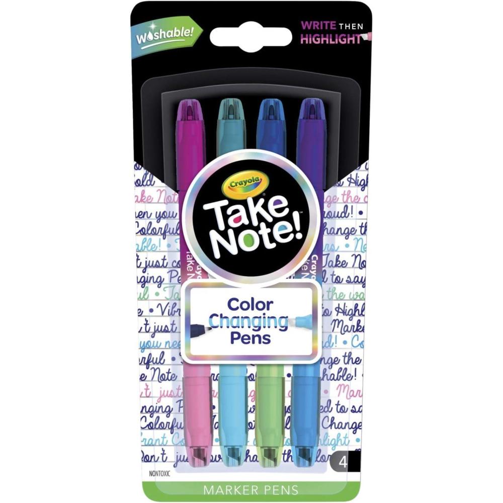 Crayola Color Changing Pens, Bullet Journal Supplies, 8 Colors, 4Count, Multicolor(Color Changing)