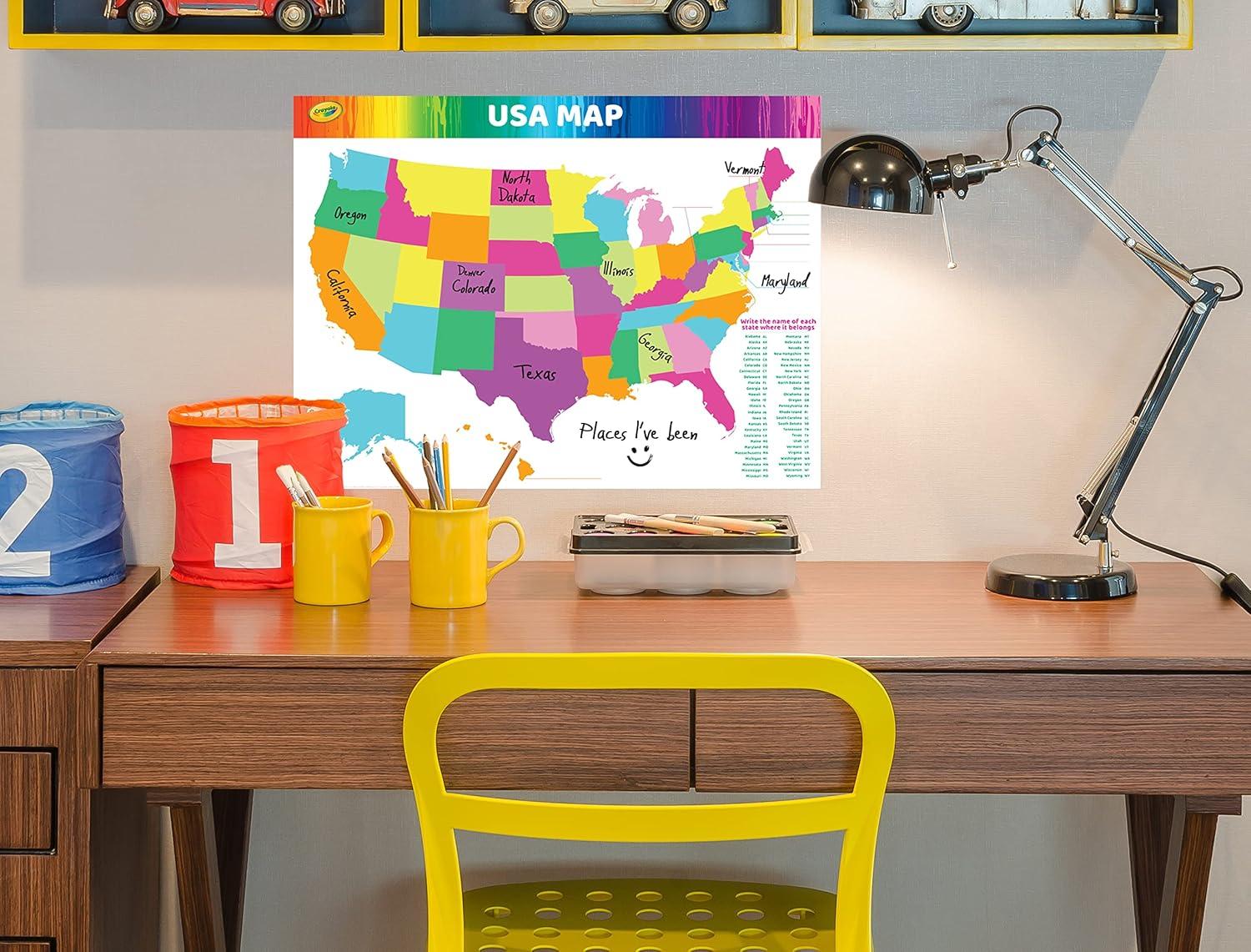 Dry Erase USA Map – Whiteboard for Home, School Classrooms, or Office Use, Great for Teachers and Kids, Large Size, White