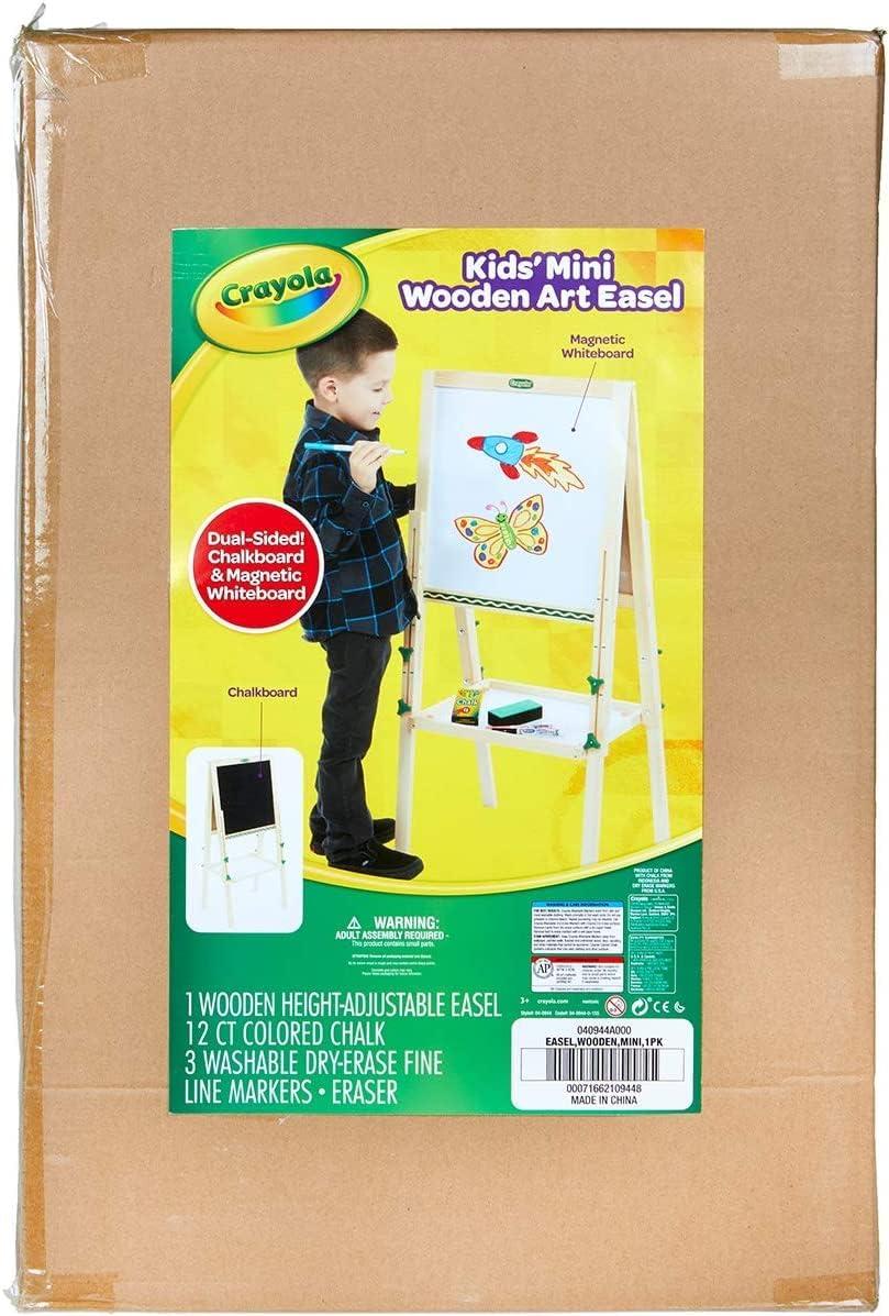 Crayola Wooden Art Easel for Kids, 2-in-1 Dry Erase Board & Chalkboard, Gifts for Toddlers, Ages 3, 4, 5(Mini Easel)