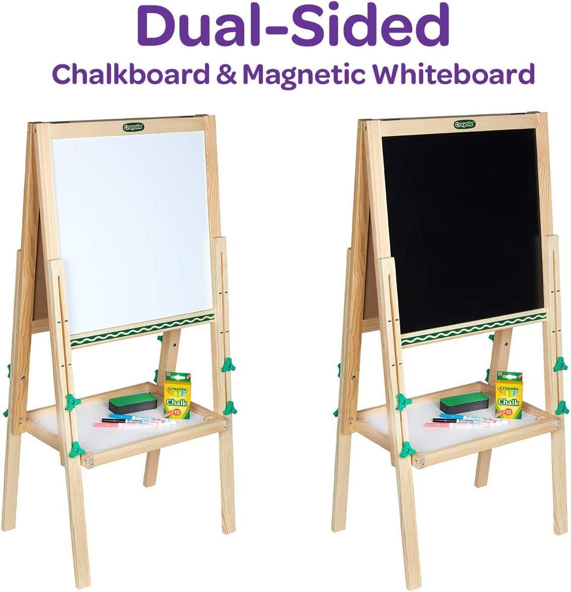 Crayola Wooden Art Easel for Kids, 2-in-1 Dry Erase Board & Chalkboard, Gifts for Toddlers, Ages 3, 4, 5(Mini Easel)