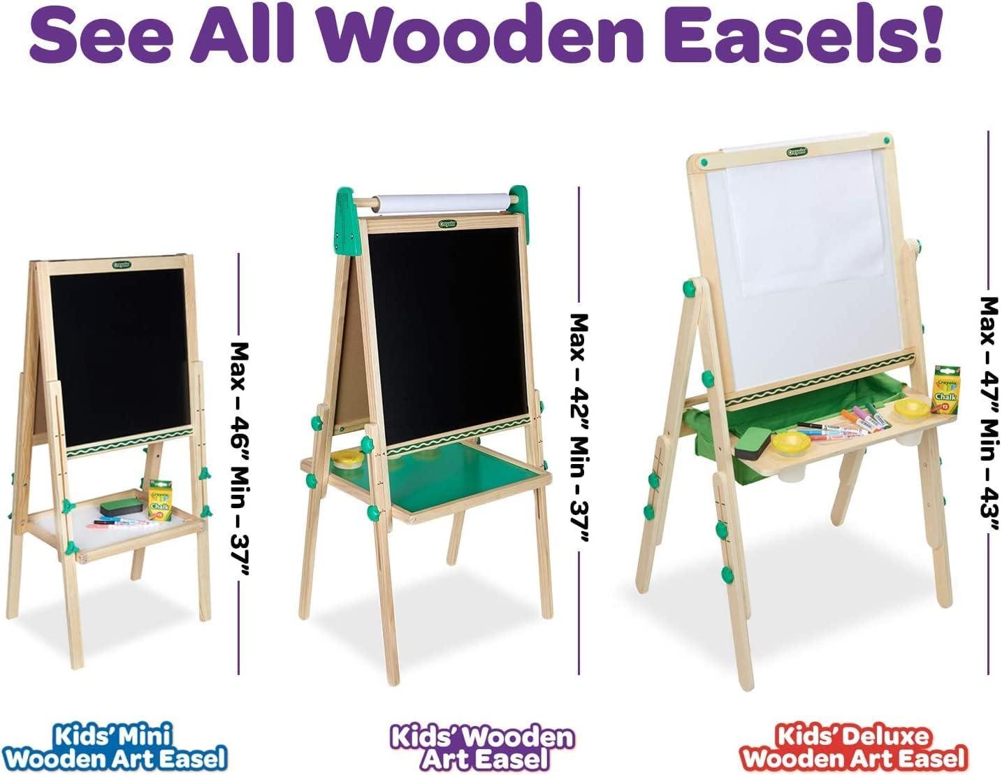 Crayola Wooden Art Easel for Kids, 2-in-1 Dry Erase Board & Chalkboard, Gifts for Toddlers, Ages 3, 4, 5(Mini Easel)