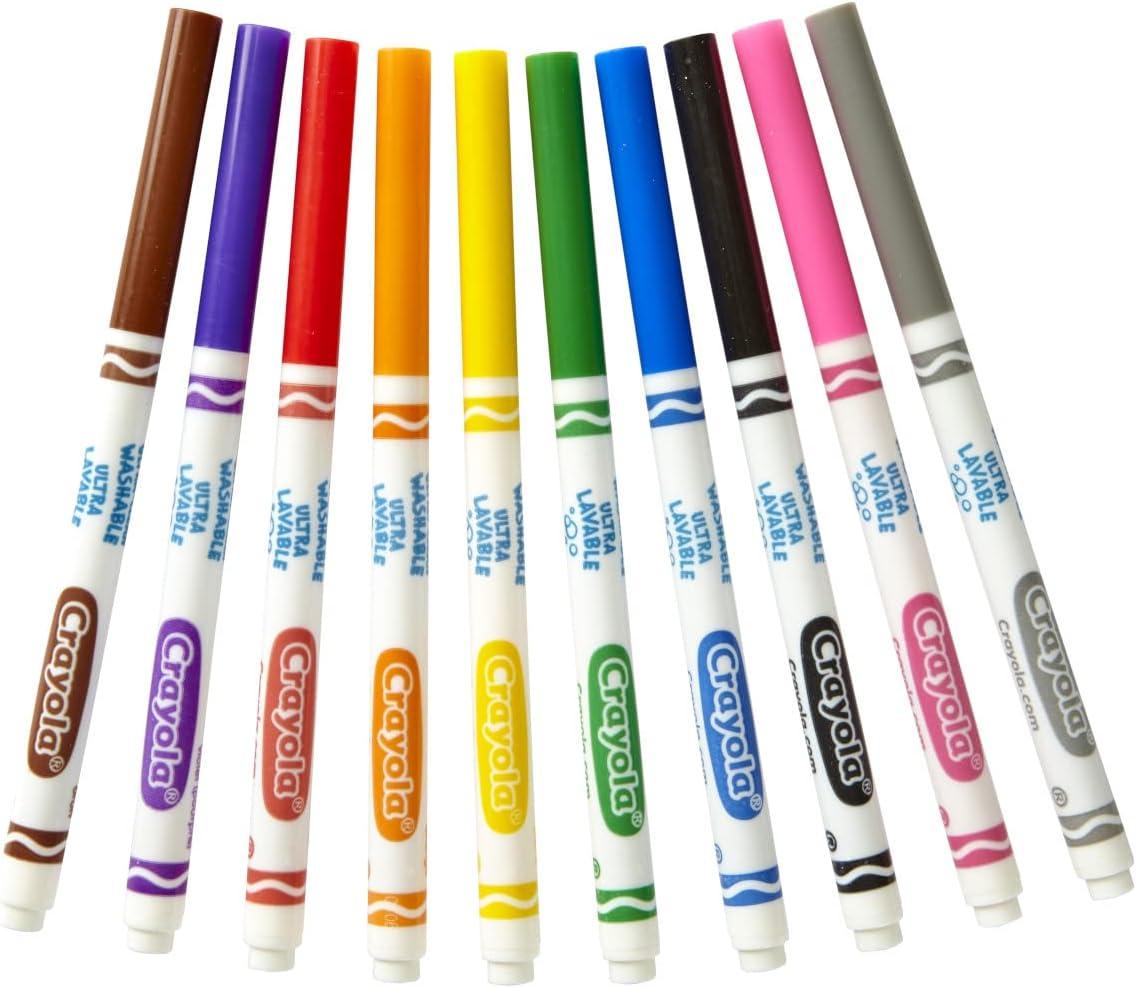 Crayola Ultra Clean Washable Markers – 12 Pack (10ct), Bulk Fine Line Markers for Classrooms, Kids, Nontoxic