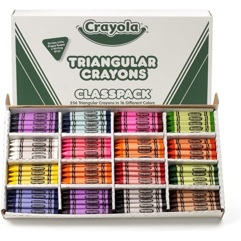 Crayola Triangular Crayon Classpack (256ct), 16 Colors, Bulk Toddler Crayons, Teacher Classroom Must Haves, School Supplies, Preschool & Kindergarten(256 Count (Pack of 1))