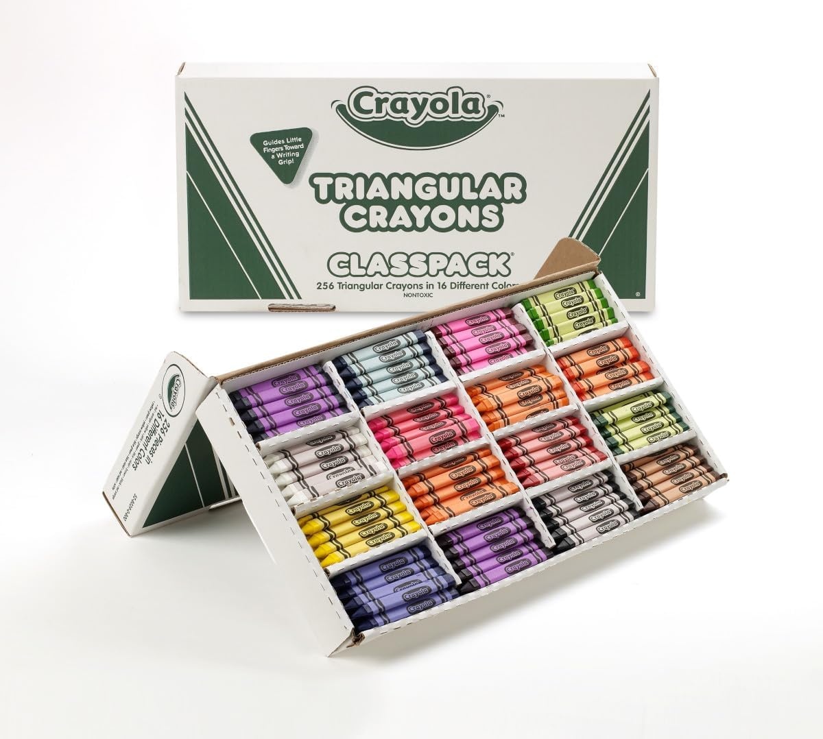 Crayola Triangular Crayon Classpack (256ct), 16 Colors, Bulk Toddler Crayons, Teacher Classroom Must Haves, School Supplies, Preschool & Kindergarten(256 Count (Pack of 1))
