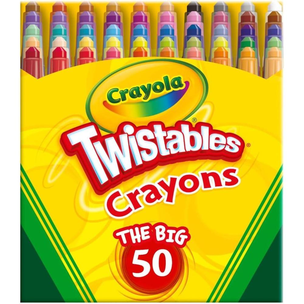 Crayola Mini Twistables Crayons for Kids (50ct) Stocking Stuffers & Holiday Gifts, No Peel Toddler Crayons for Coloring Books, Arts & Crafts Supplies, 3+