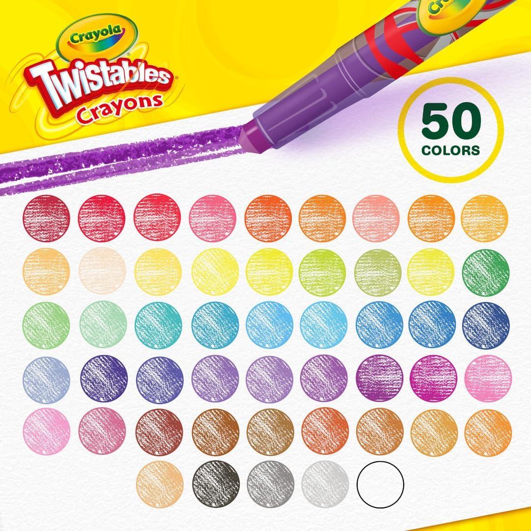 Crayola Mini Twistables Crayons for Kids (50ct) Stocking Stuffers & Holiday Gifts, No Peel Toddler Crayons for Coloring Books, Arts & Crafts Supplies, 3+