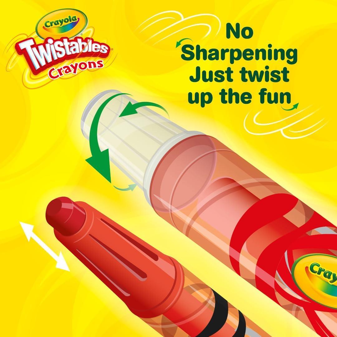 Crayola Mini Twistables Crayons for Kids (50ct) Stocking Stuffers & Holiday Gifts, No Peel Toddler Crayons for Coloring Books, Arts & Crafts Supplies, 3+