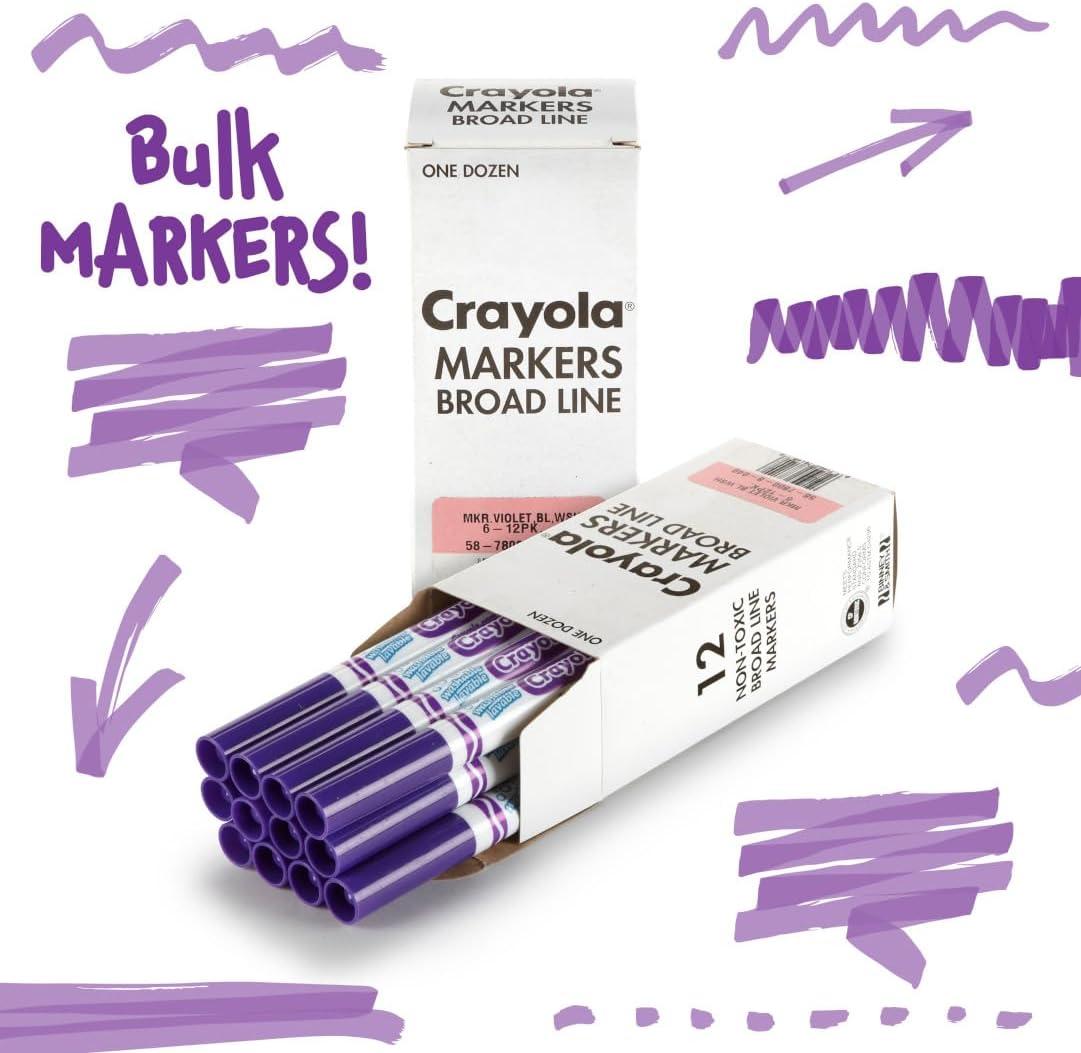 Crayola 12 Count Washable Bulk Markers, Green(Violet)