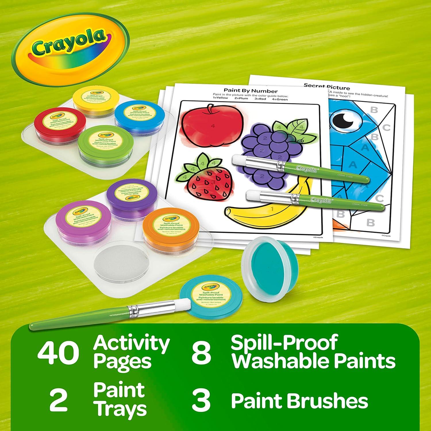 Crayola Mess Free Finger Painting Station – Washable Finger Paint for Toddlers, Christmas Gifts for Grandkids, Arts & Crafts Set, Sensory Activity, Travel Toy, Ages 1+(Spill Proof Paint)