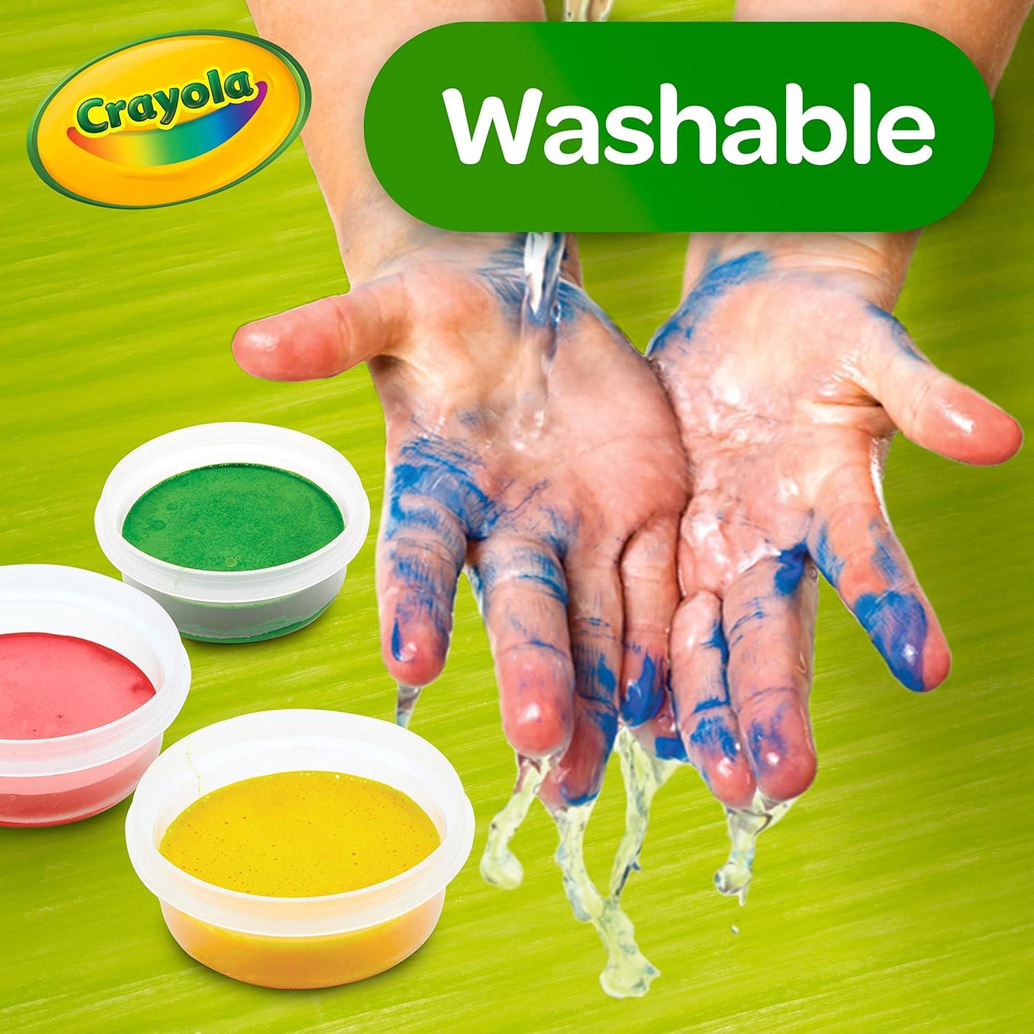 Crayola Mess Free Finger Painting Station – Washable Finger Paint for Toddlers, Christmas Gifts for Grandkids, Arts & Crafts Set, Sensory Activity, Travel Toy, Ages 1+(Spill Proof Paint)