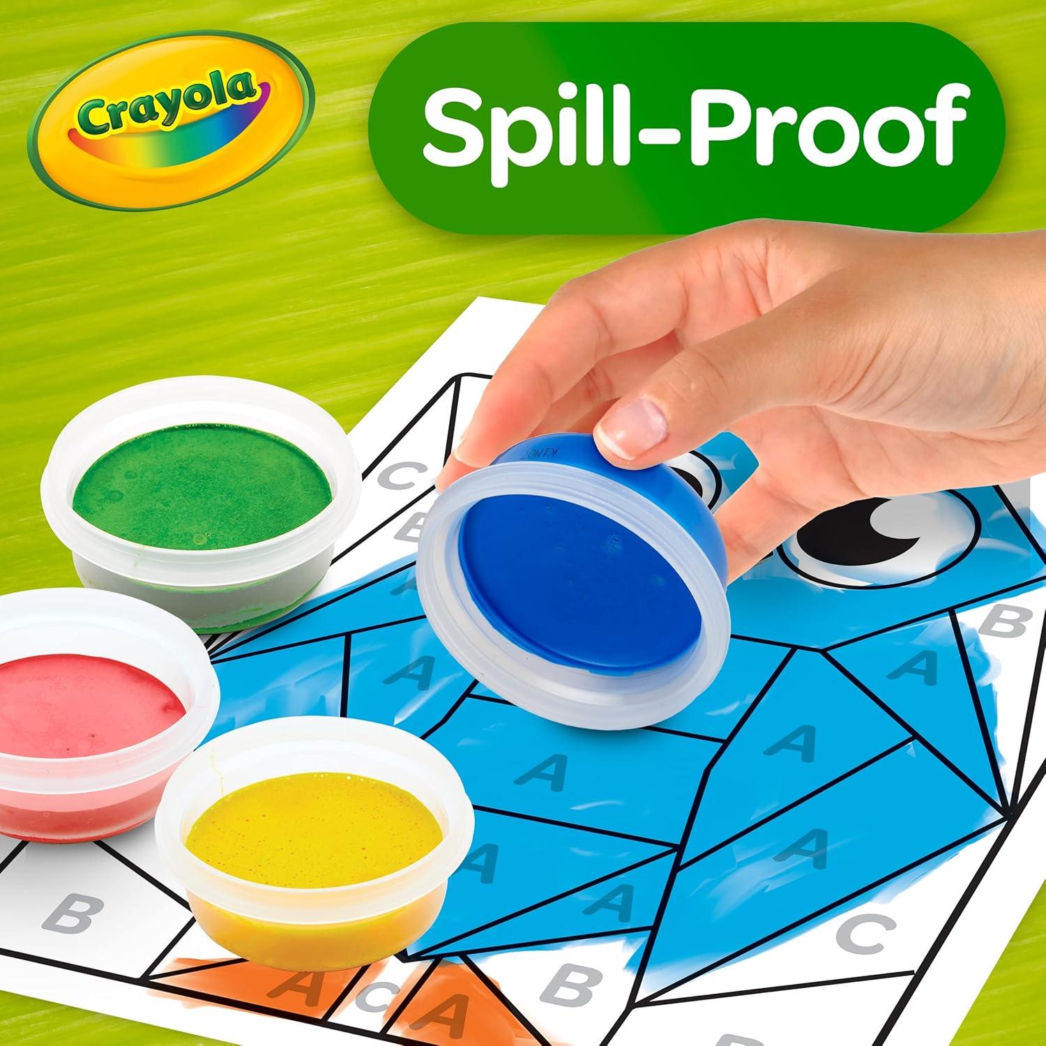 Crayola Mess Free Finger Painting Station – Washable Finger Paint for Toddlers, Christmas Gifts for Grandkids, Arts & Crafts Set, Sensory Activity, Travel Toy, Ages 1+(Spill Proof Paint)