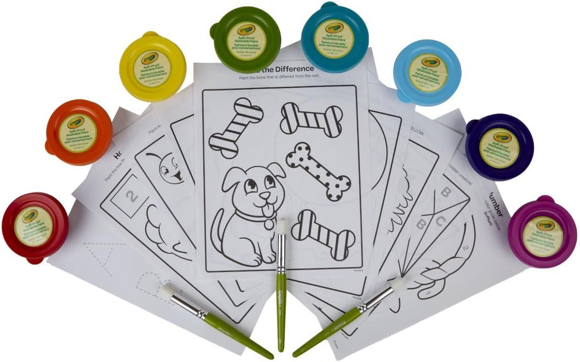 Crayola Mess Free Finger Painting Station – Washable Finger Paint for Toddlers, Christmas Gifts for Grandkids, Arts & Crafts Set, Sensory Activity, Travel Toy, Ages 1+(Spill Proof Paint)