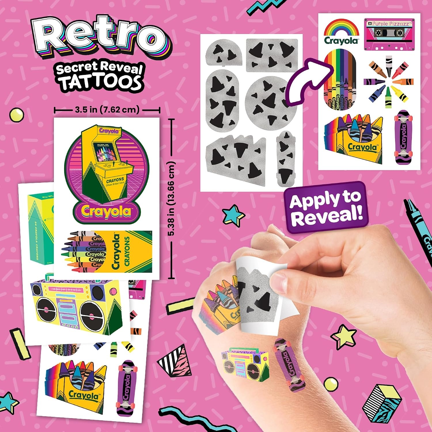 Crayola Secret Reveal Temporary Tattoo Set, Variety Pack with 150+ Tattoos for Kids Ages 4+, Fun Surprise Designs