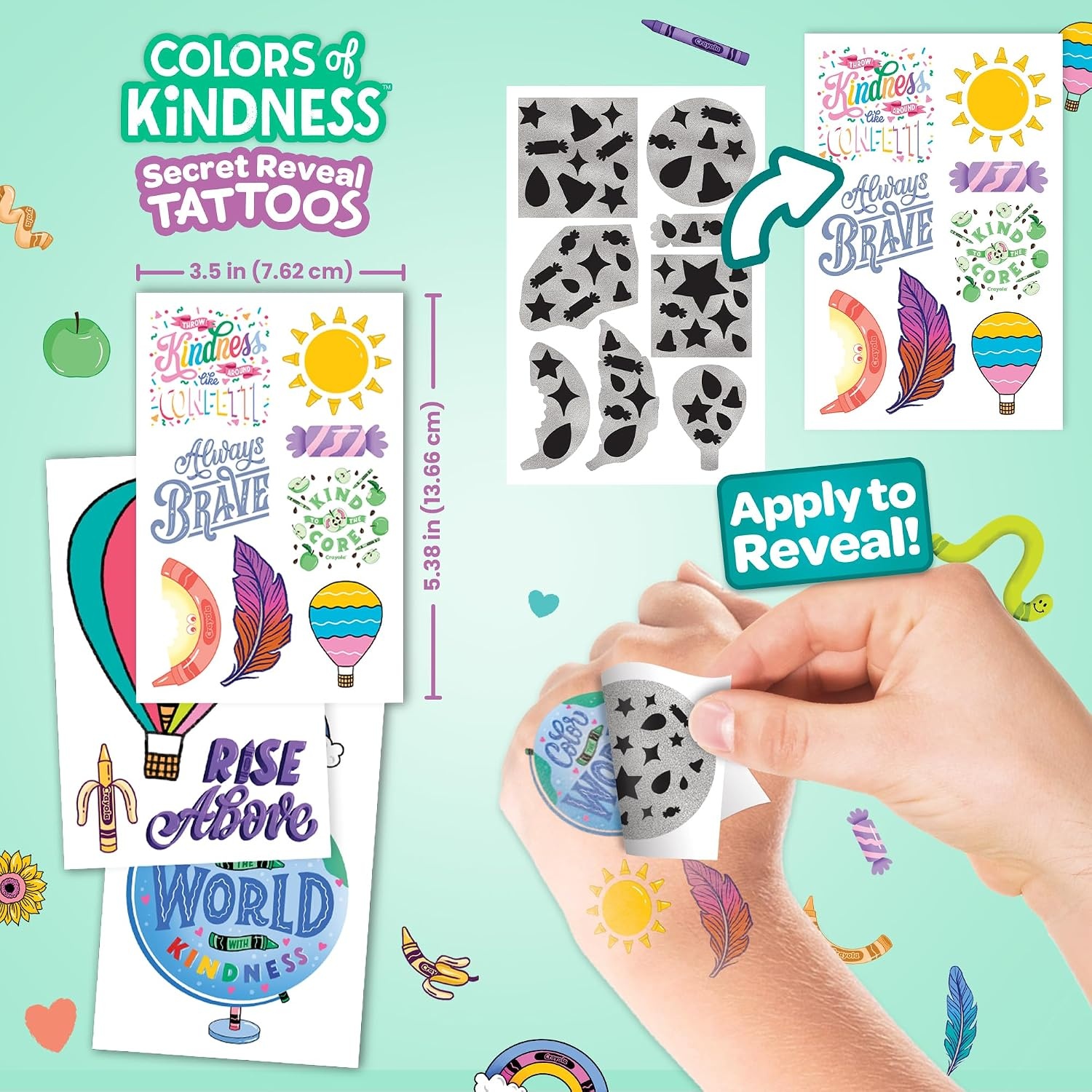 Crayola Secret Reveal Temporary Tattoo Set, Variety Pack with 150+ Tattoos for Kids Ages 4+, Fun Surprise Designs