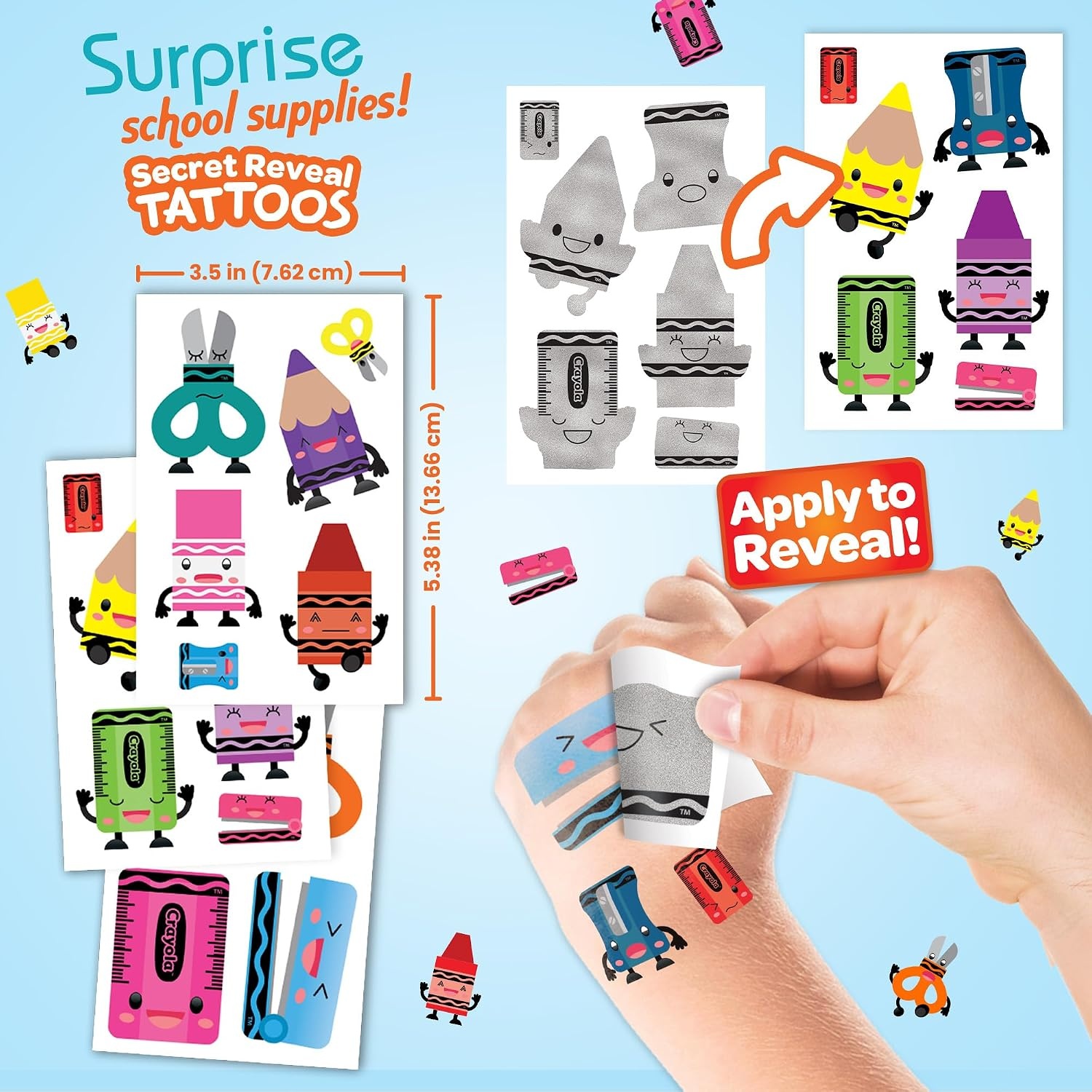 Crayola Secret Reveal Temporary Tattoo Set, Variety Pack with 150+ Tattoos for Kids Ages 4+, Fun Surprise Designs