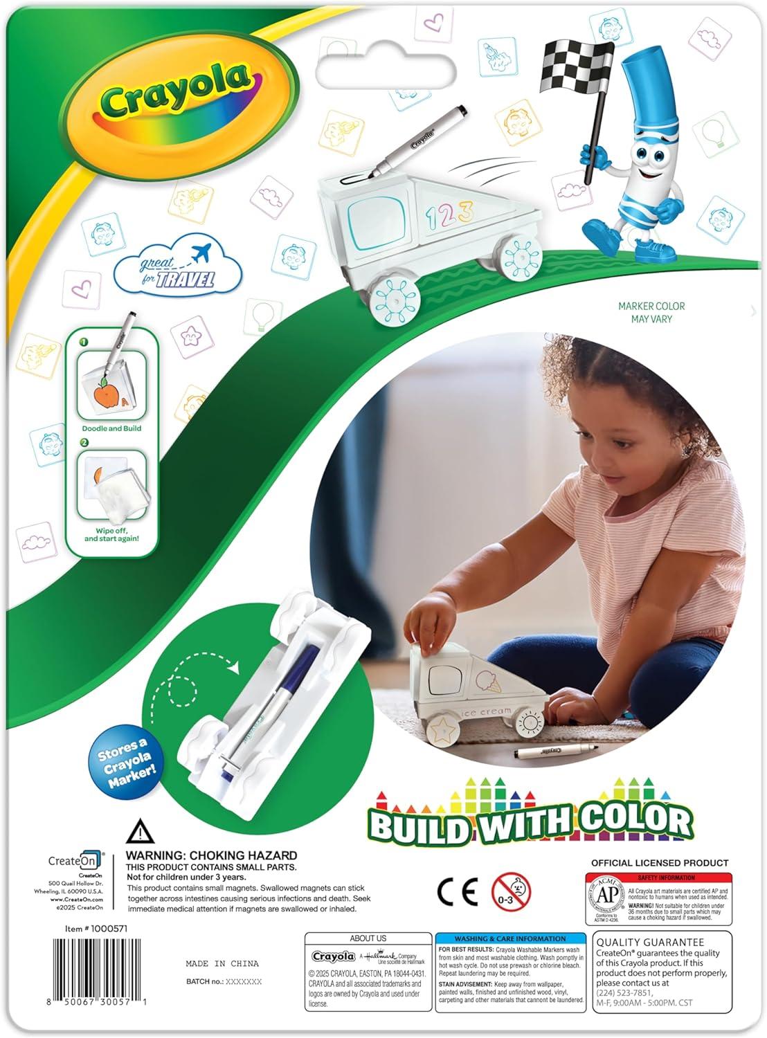 Crayola PIP-Mobile Rolling Chassis for Magnetic Building Tiles – Add Wheels to Crayola PIP-Tile Sets – STEM Learning Toy for Kids Ages 3+ – Creative, Reusable, Educational Travel Toy (Doodle)