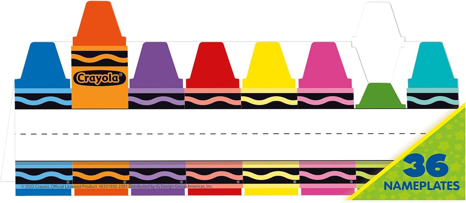Eureka Crayola Crayons Tented Nameplates for Student Desks, 9.5″ x 6.5″, 36 Pieces