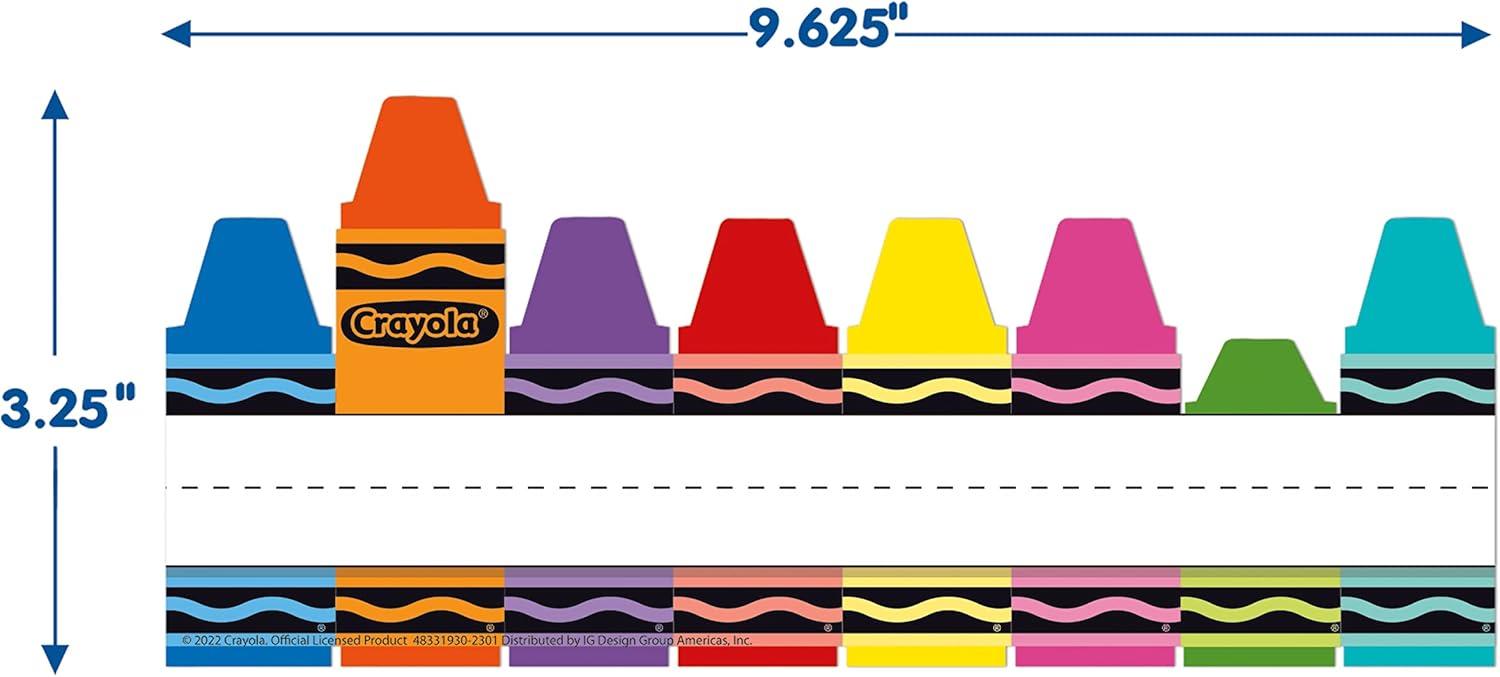 Eureka Crayola Crayons Tented Nameplates for Student Desks, 9.5″ x 6.5″, 36 Pieces