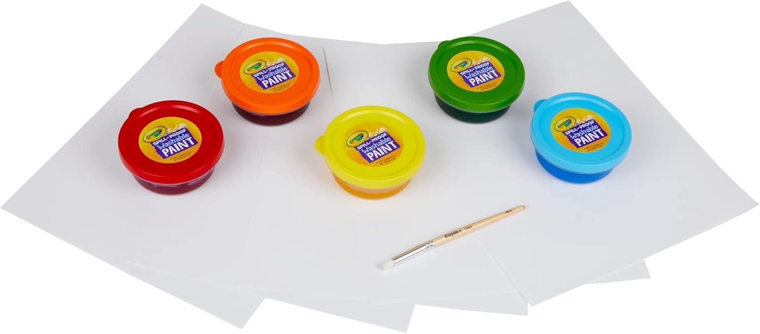 Crayola Spill Proof Paint Set – Toddler Stocking Stuffer, Washable Paint for Kids, Includes Paint Brush & Paper, No Drip, Less Mess Arts & Crafts, Ages 3+