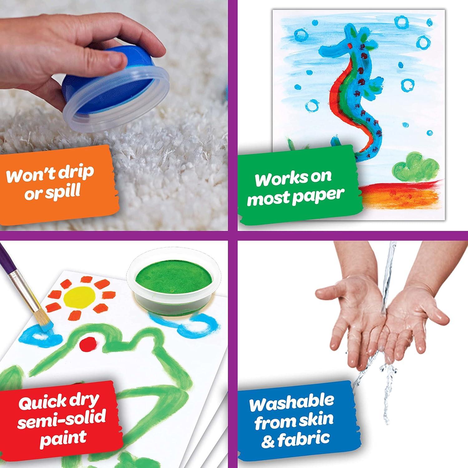 Crayola Spill Proof Paint Set – Toddler Stocking Stuffer, Washable Paint for Kids, Includes Paint Brush & Paper, No Drip, Less Mess Arts & Crafts, Ages 3+