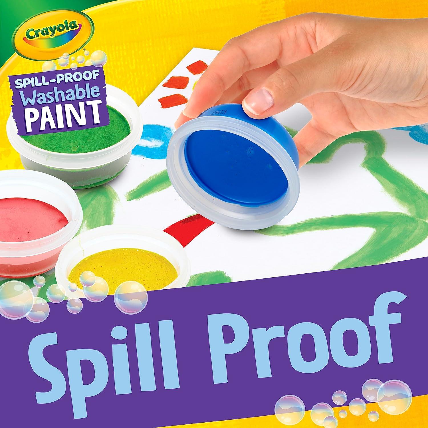 Crayola Spill Proof Paint Set – Toddler Stocking Stuffer, Washable Paint for Kids, Includes Paint Brush & Paper, No Drip, Less Mess Arts & Crafts, Ages 3+