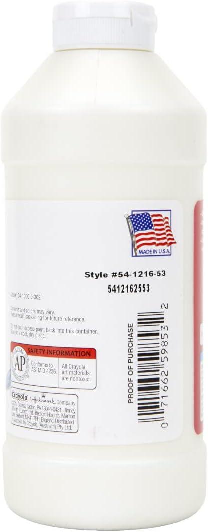 Crayola Premier Tempera Paint For Kids – Orange (16oz), Kids Classroom Supplies, Great For Arts & Crafts, Non Toxic, Easy Squeeze Bottle(White)