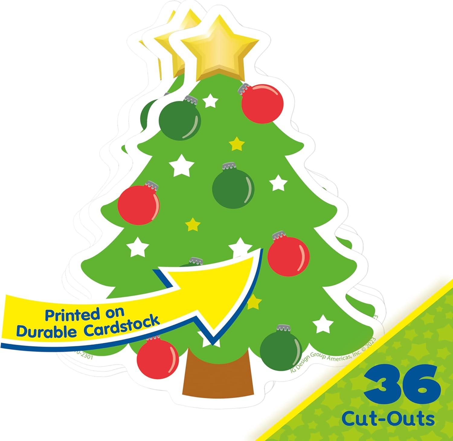 Eureka Crayola Crayons Paper Cut-Out Classroom Decorations for Teachers, 36 Pieces(Christmas Trees)