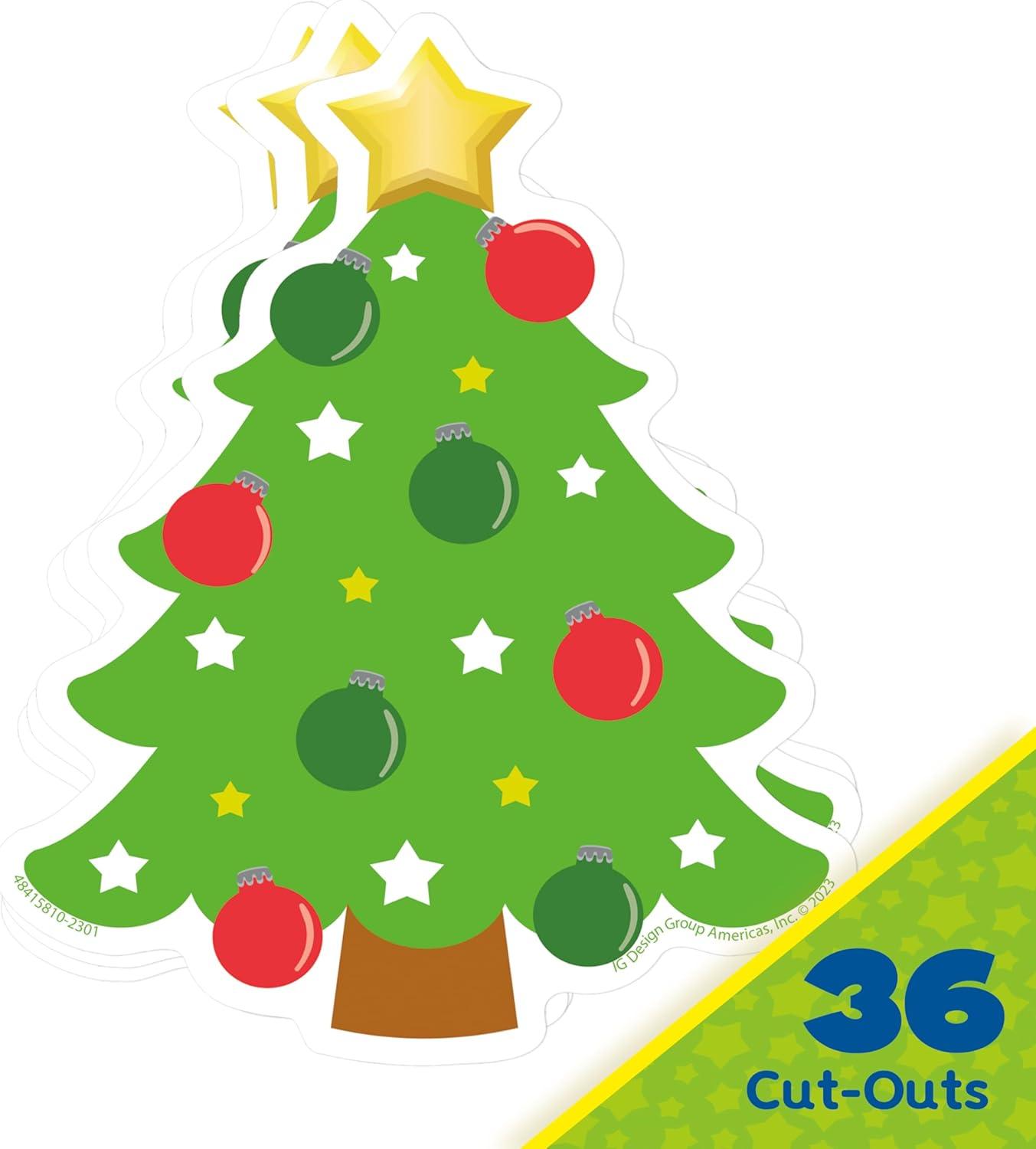 Eureka Crayola Crayons Paper Cut-Out Classroom Decorations for Teachers, 36 Pieces(Christmas Trees)