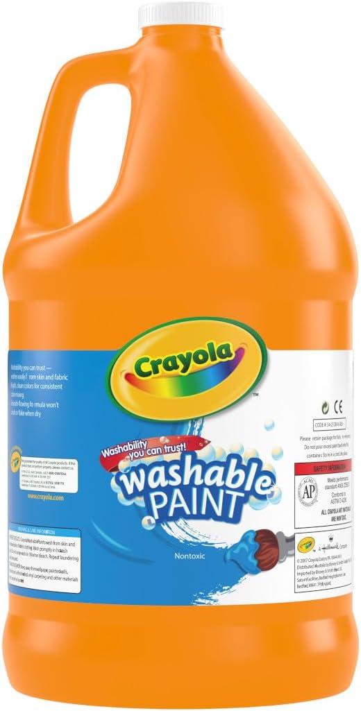 Crayola Washable Paint for Kids – Blue (1 Gallon), Kids Arts and Crafts Supplies, Non Toxic, Bulk(Orange)