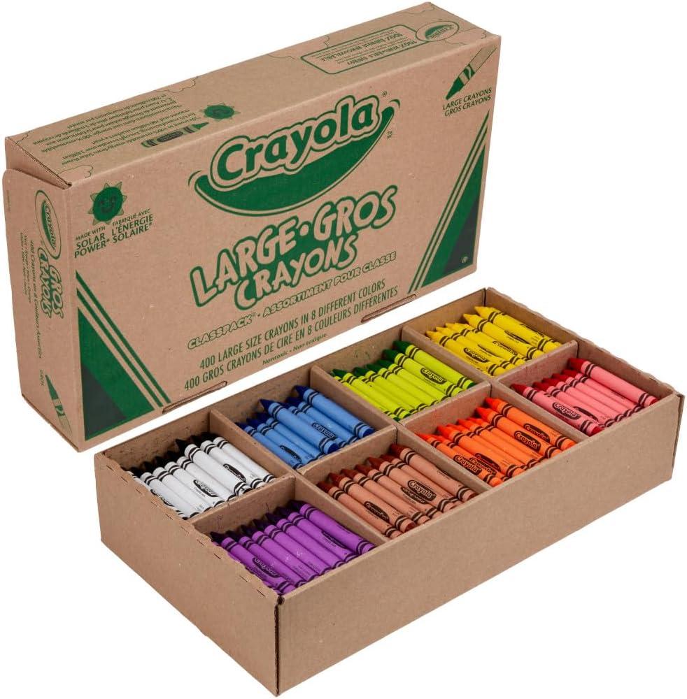 Crayola Crayon Classpack – 400ct (8 Colors), Large Crayons for Kids & Toddlers, Bulk School Supplies, Teacher Classroom Must Have for Preschool & Kindergarten