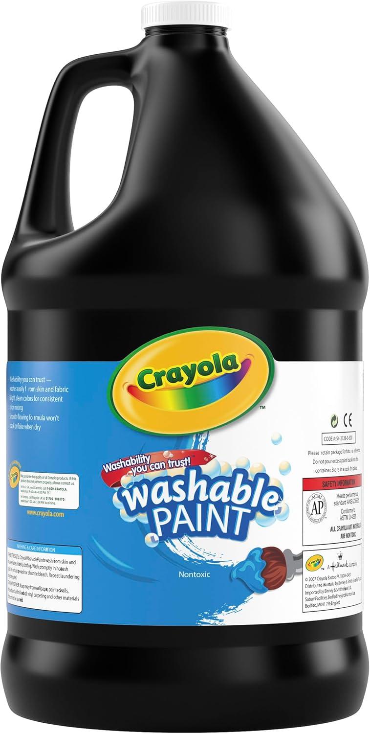 Crayola Washable Paint for Kids – Blue (1 Gallon), Kids Arts and Crafts Supplies, Non Toxic, Bulk(Black)