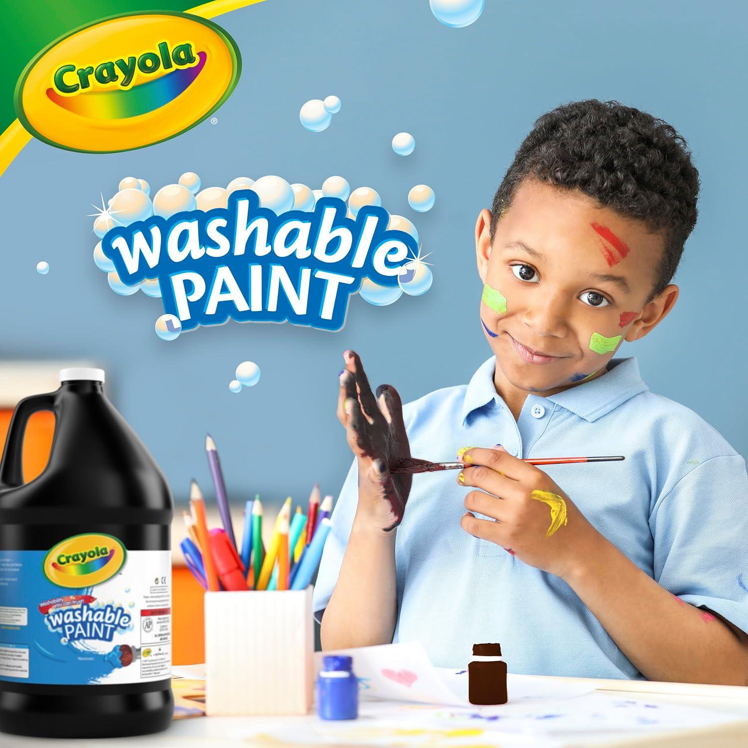 Crayola Washable Paint for Kids – Blue (1 Gallon), Kids Arts and Crafts Supplies, Non Toxic, Bulk(Black)
