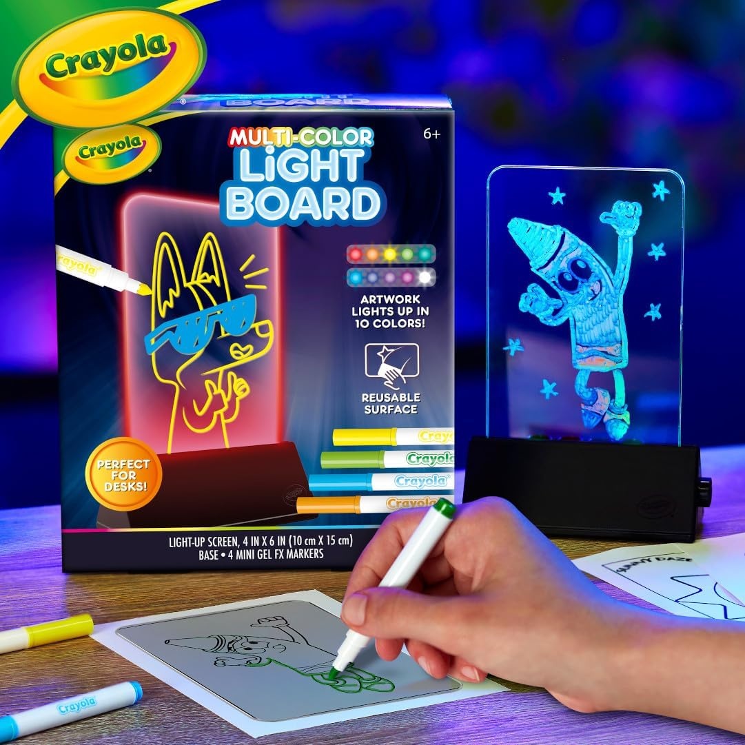 Crayola Ultimate Light Board – ColorVibe, Sound Reactive Light Up Drawing Tablet for Kids, LED Art Projector Board, Kids Gifts, Toys for Boys & Girls, Ages 6+(6″W x 6″H)