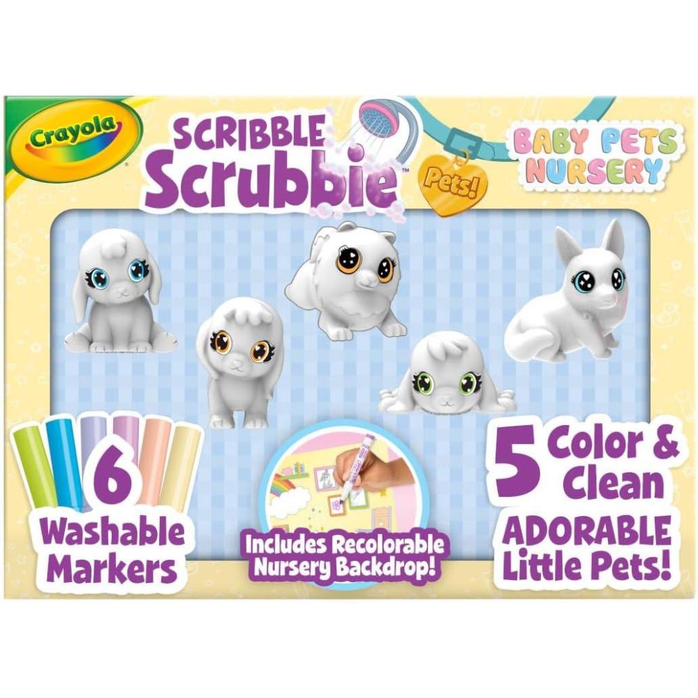 Crayola Scribble Scrubbies Glam Pack (4 Pets), Holiday for Kids, Washable Pet Care Toy, Coloring Animal Craft, Stocking Stuffer Toys for Girls & Boys, 3+(Baby Pets)
