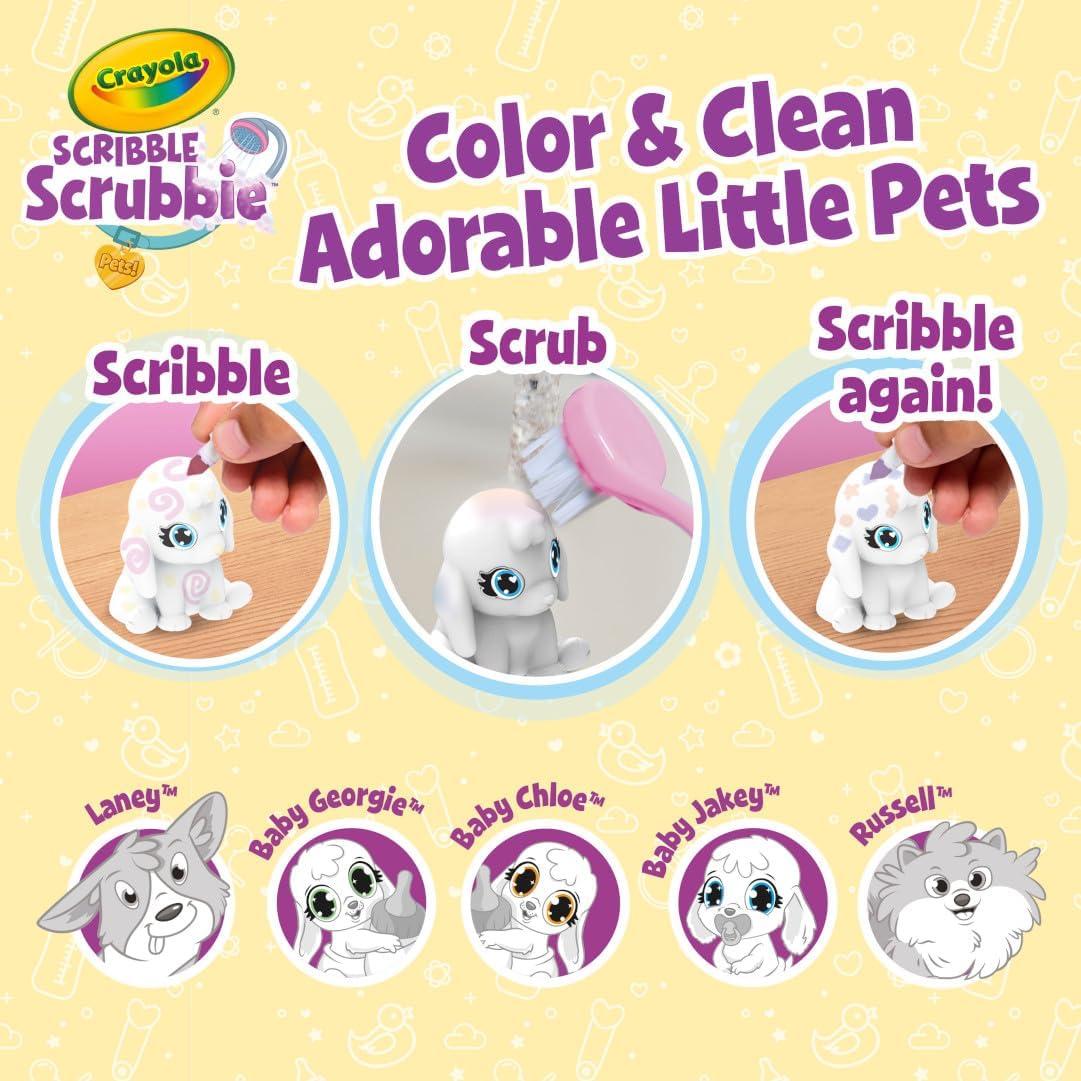 Crayola Scribble Scrubbies Glam Pack (4 Pets), Holiday for Kids, Washable Pet Care Toy, Coloring Animal Craft, Stocking Stuffer Toys for Girls & Boys, 3+(Baby Pets)