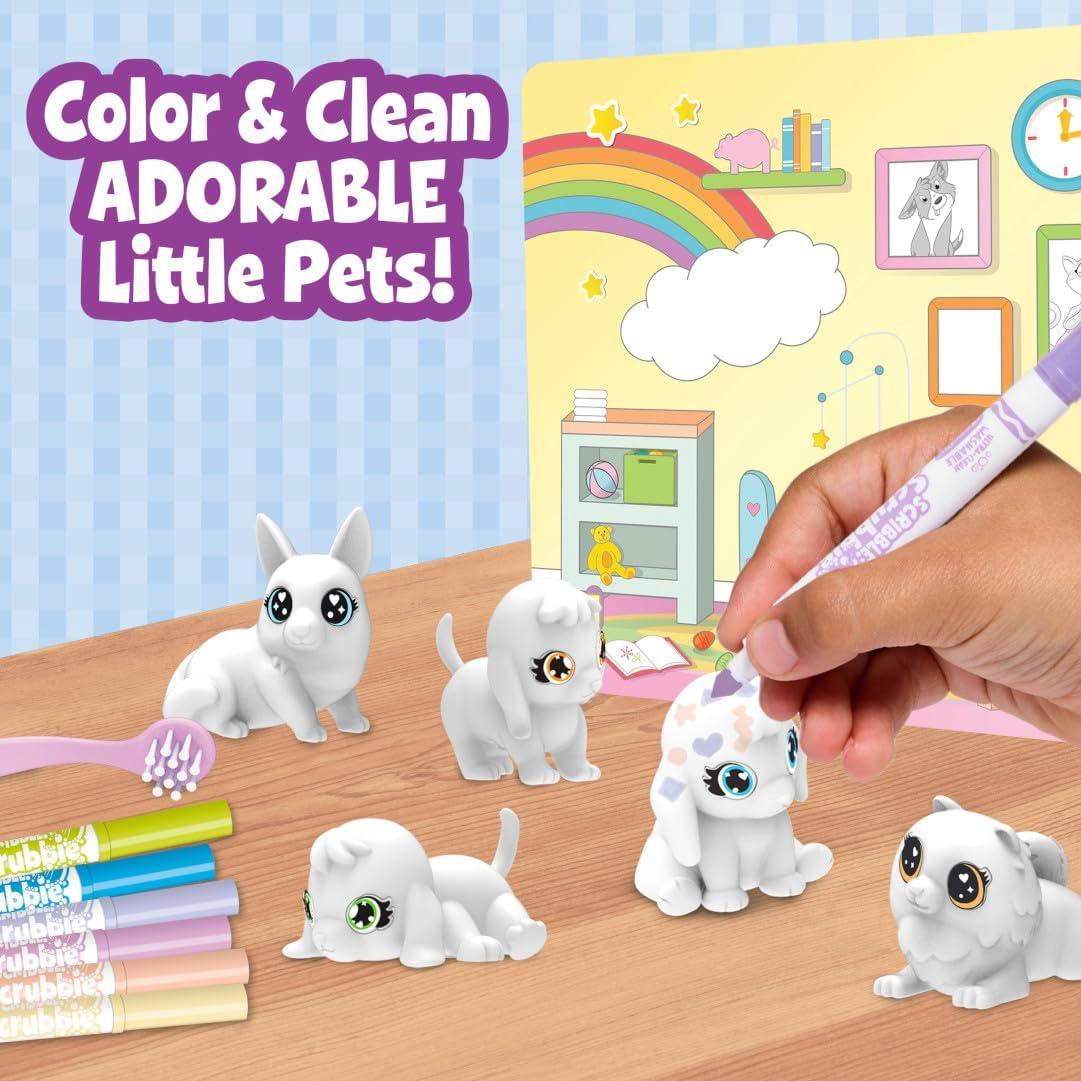 Crayola Scribble Scrubbies Glam Pack (4 Pets), Holiday for Kids, Washable Pet Care Toy, Coloring Animal Craft, Stocking Stuffer Toys for Girls & Boys, 3+(Baby Pets)