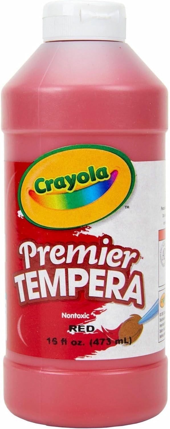 Crayola Premier Tempera Paint For Kids – Orange (16oz), Kids Classroom Supplies, Great For Arts & Crafts, Non Toxic, Easy Squeeze Bottle(Red)