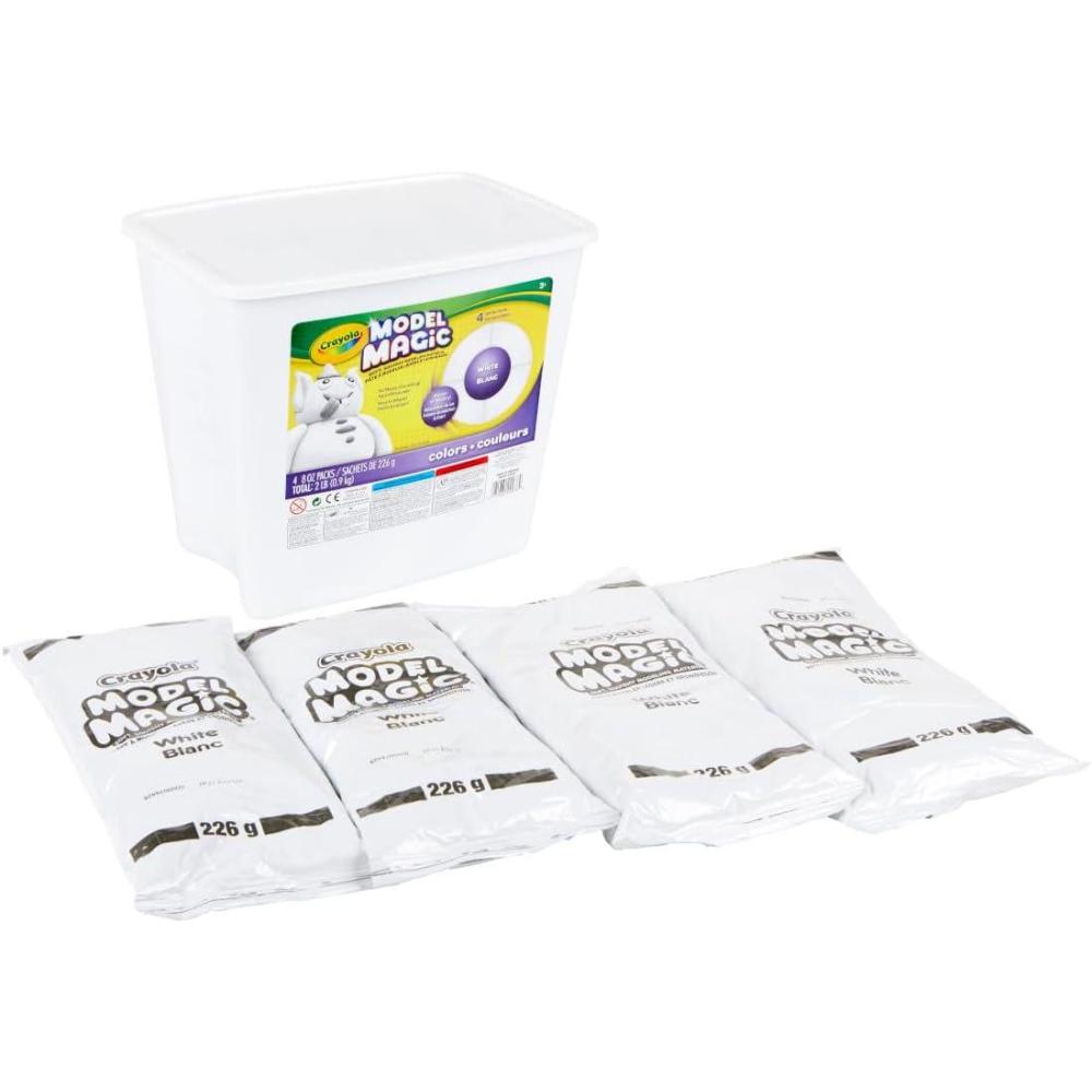 Crayola Model Magic White, 4-Pack (8 oz Each) – Air-Dry Modeling Clay Alternative for Kids, Christmas Gifts for Grandkids & Toddlers, Reusable Sculpting Material(White)