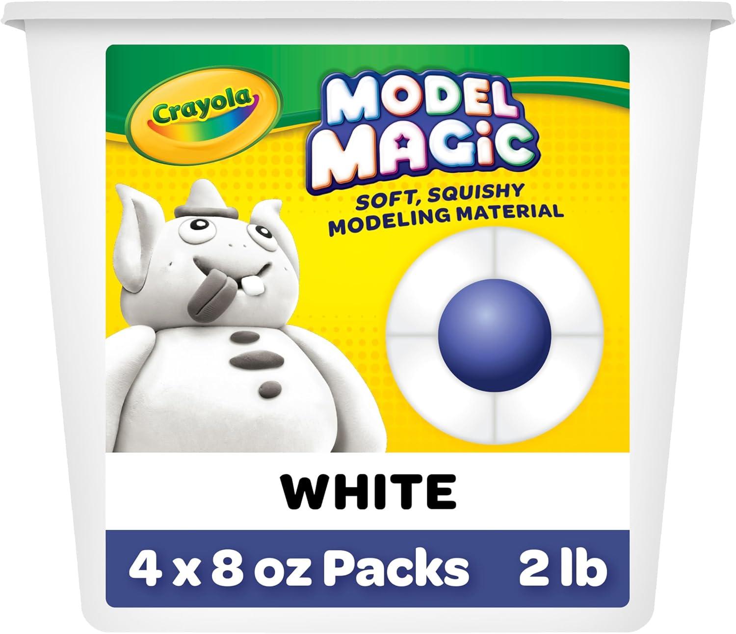 Crayola Model Magic White, 4-Pack (8 oz Each) – Air-Dry Modeling Clay Alternative for Kids, Christmas Gifts for Grandkids & Toddlers, Reusable Sculpting Material(White)