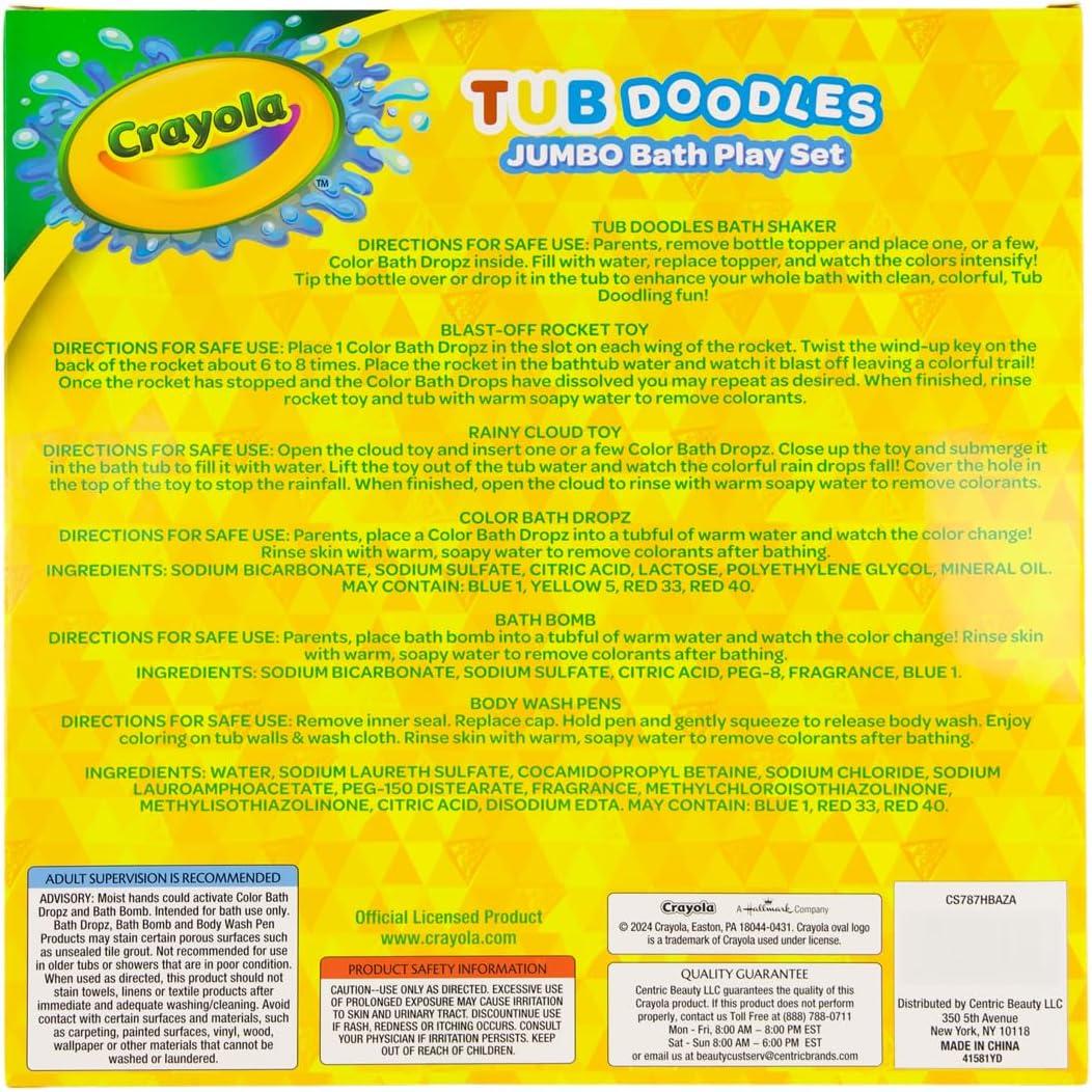 Crayola Bath Tub Doodles Jumbo Bath Time Play Set, Small