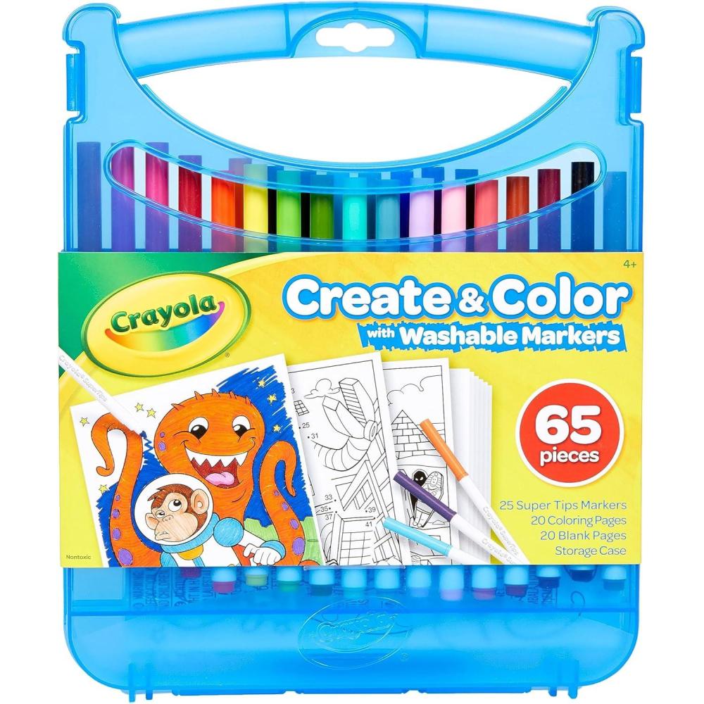 Crayola Pip-Squeaks Washable Marker Set (65ct), Holiday & Christmas Gifts for Kids, Coloring Set, Art Supplies for Kids, Drawing & Craft Kit, Travel Activity, 4+(Super Tips Markers)