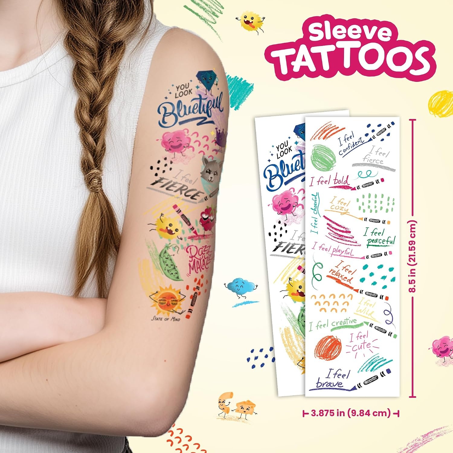 Crayola I Feel Temporary Tattoo Set, Variety Pack with 200+ Tattoos for Kids Ages 4+,Fun Emoji Designs
