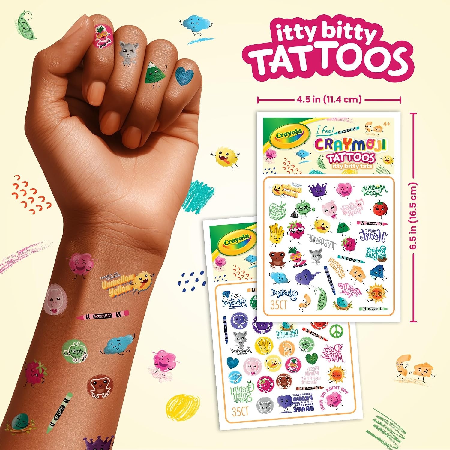 Crayola I Feel Temporary Tattoo Set, Variety Pack with 200+ Tattoos for Kids Ages 4+,Fun Emoji Designs