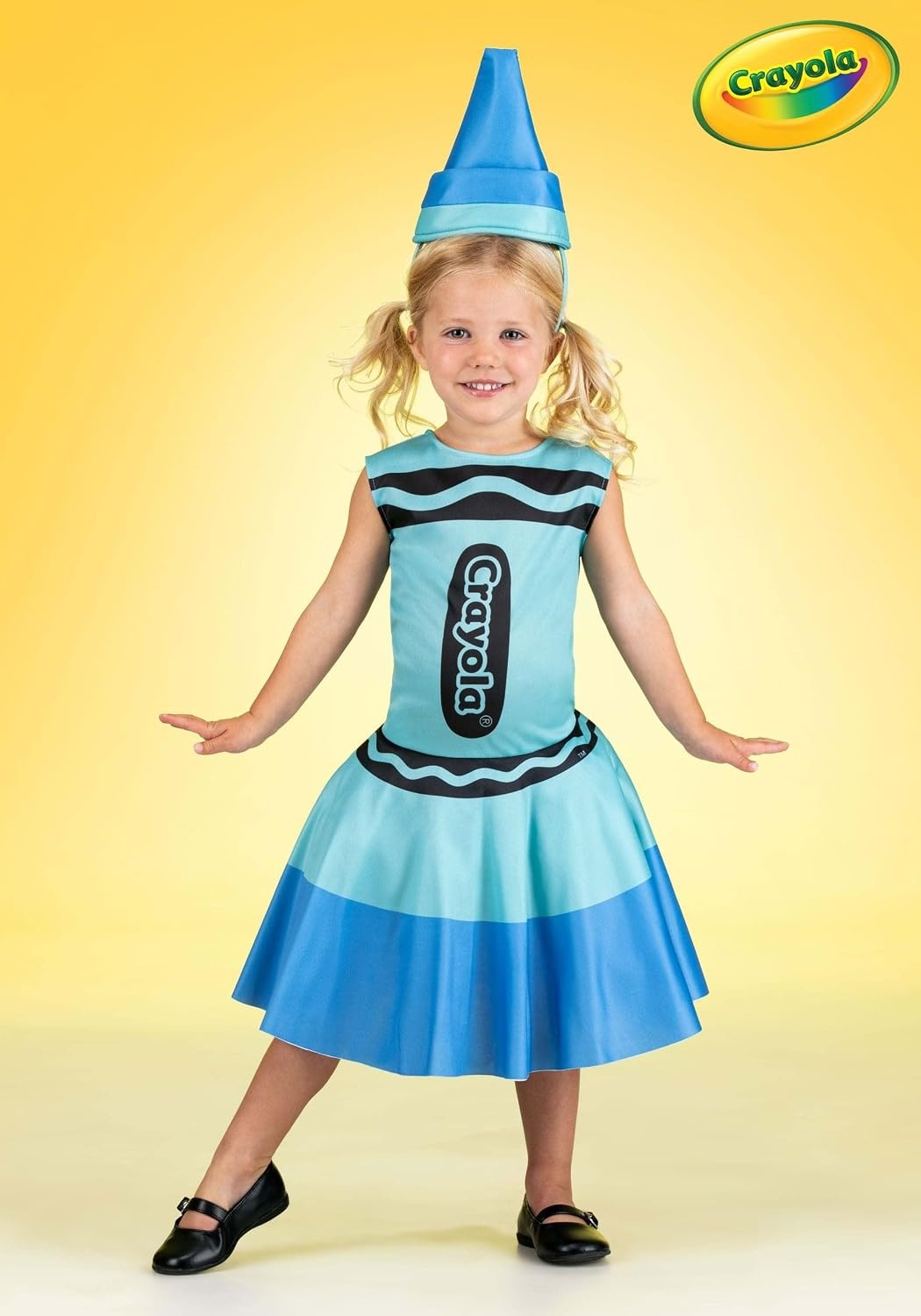 Blue Crayola Crayon Costume Dress for Toddlers with Headband Hat