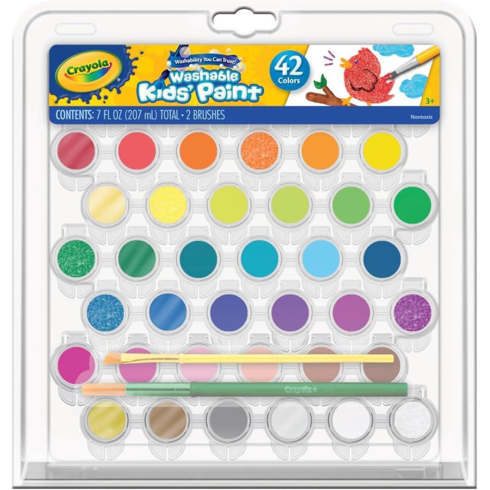 Crayola Kids Washable Paint Set, 42 Ct. Gift for Kids, Ages 3, 4, 5, 6, 7, Assorted(Paint Set)