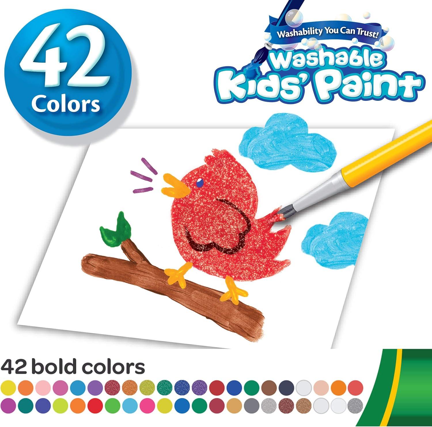 Crayola Kids Washable Paint Set, 42 Ct. Gift for Kids, Ages 3, 4, 5, 6, 7, Assorted(Paint Set)