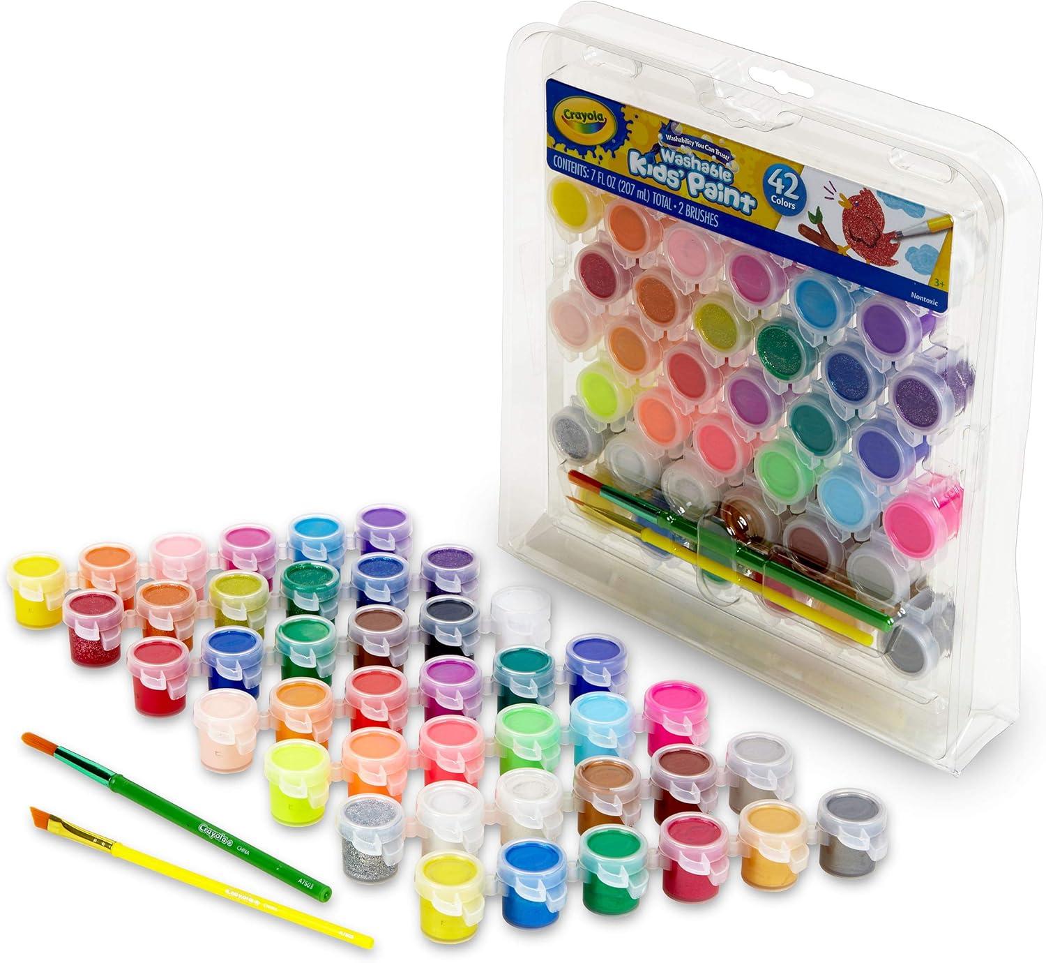 Crayola Kids Washable Paint Set, 42 Ct. Gift for Kids, Ages 3, 4, 5, 6, 7, Assorted(Paint Set)