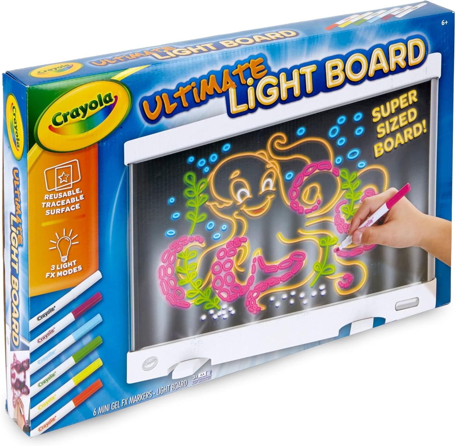 Crayola Ultimate Light Board – ColorVibe, Sound Reactive Light Up Drawing Tablet for Kids, LED Art Projector Board, Kids Gifts, Toys for Boys & Girls, Ages 6+(19″W x 12″H)