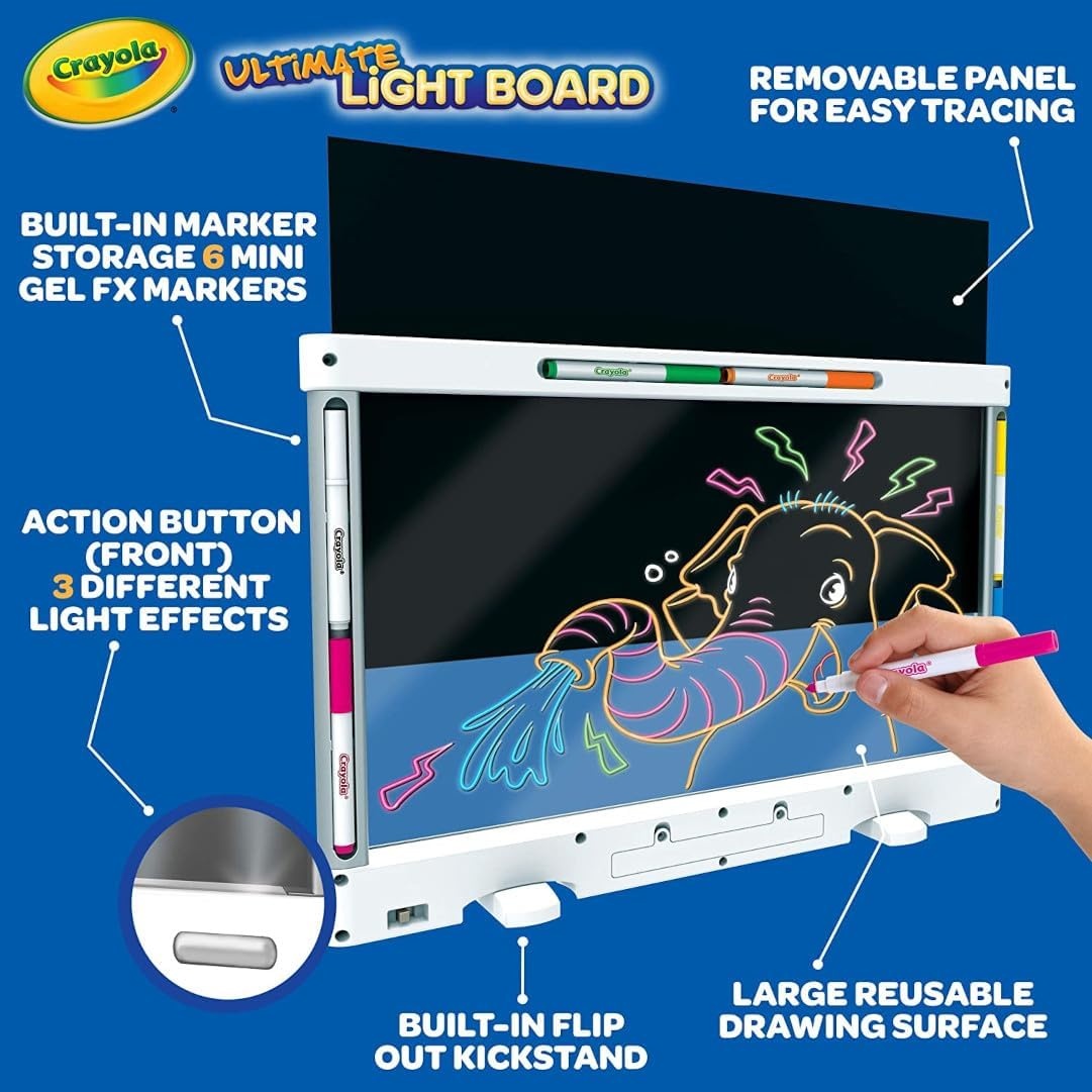 Crayola Ultimate Light Board – ColorVibe, Sound Reactive Light Up Drawing Tablet for Kids, LED Art Projector Board, Kids Gifts, Toys for Boys & Girls, Ages 6+(19″W x 12″H)